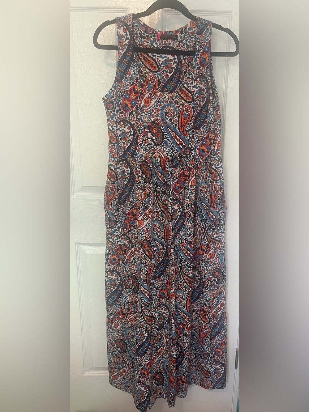 Lolitas&L Paisley Floral Sleeveless Maxi Dress with Pockets – Size M